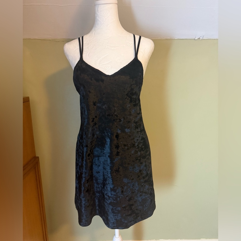 Vintage Y2K Jasmine Rose Velvet Black Mini Dress